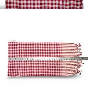 NWOT: Authentic Cotton Red Gingham Krama Handmade Scarf From Cambodia 🇰🇭